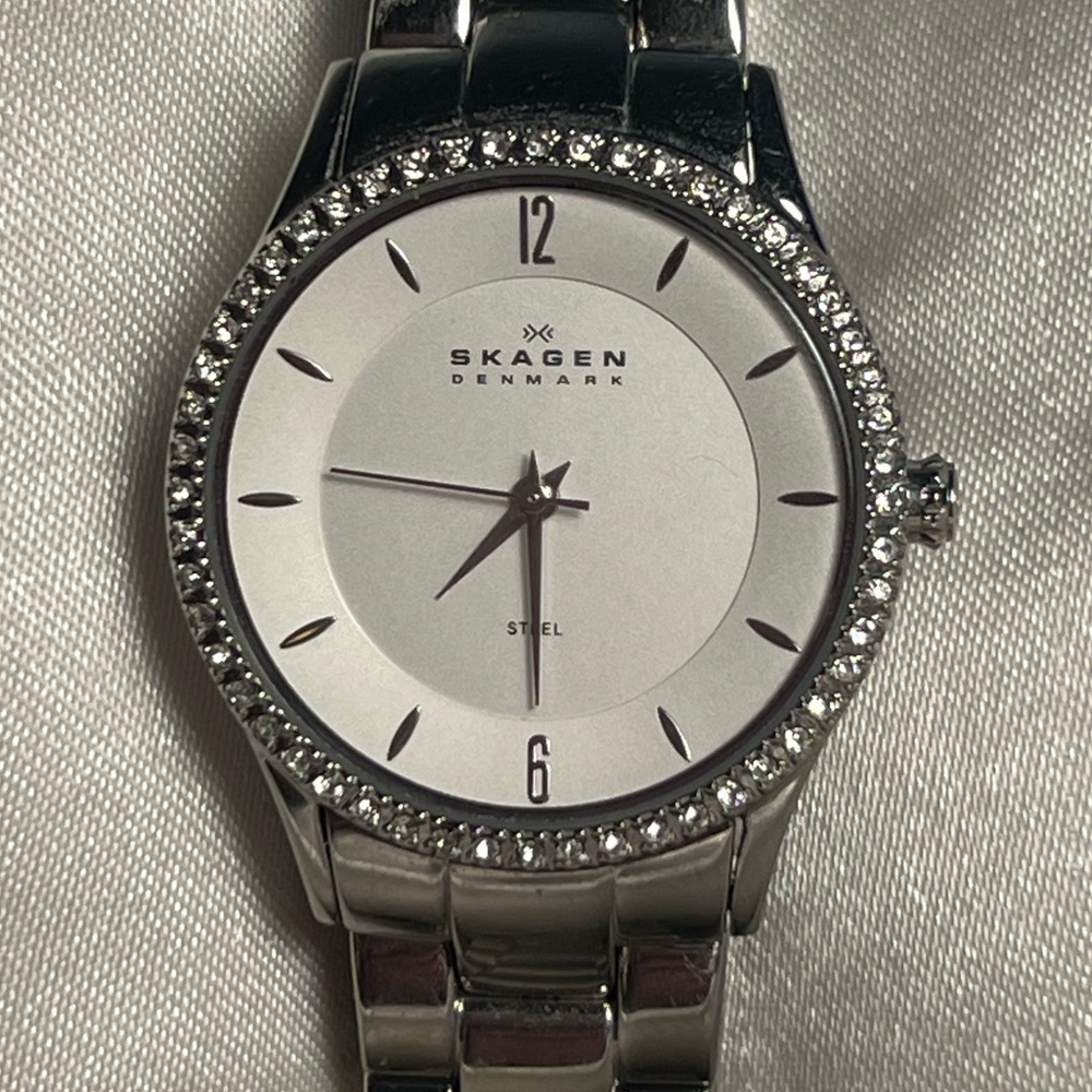 Skagen Silver-Toned and Crystal Women’s Watch